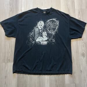 Men's Vintage Y2k Old English Los Angeles Black Silver Chicano Tee Shirt Sz 2XL